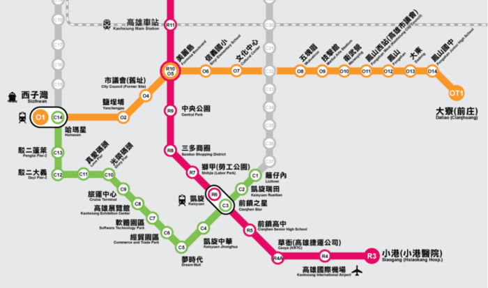 高雄MRT路線図